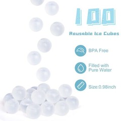100 Pack Reusable Ice Cube for Drinks, Clear Round Shape Plastic ic… Fast Ship