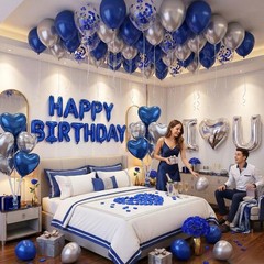 Romantic Birthday Decorations for Men Balloons Rose Petals Foil Banner