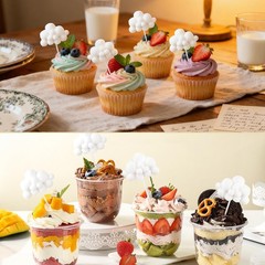 10Pcs 3D Cloud Cupcake Topper, Plush Cake Decorations
