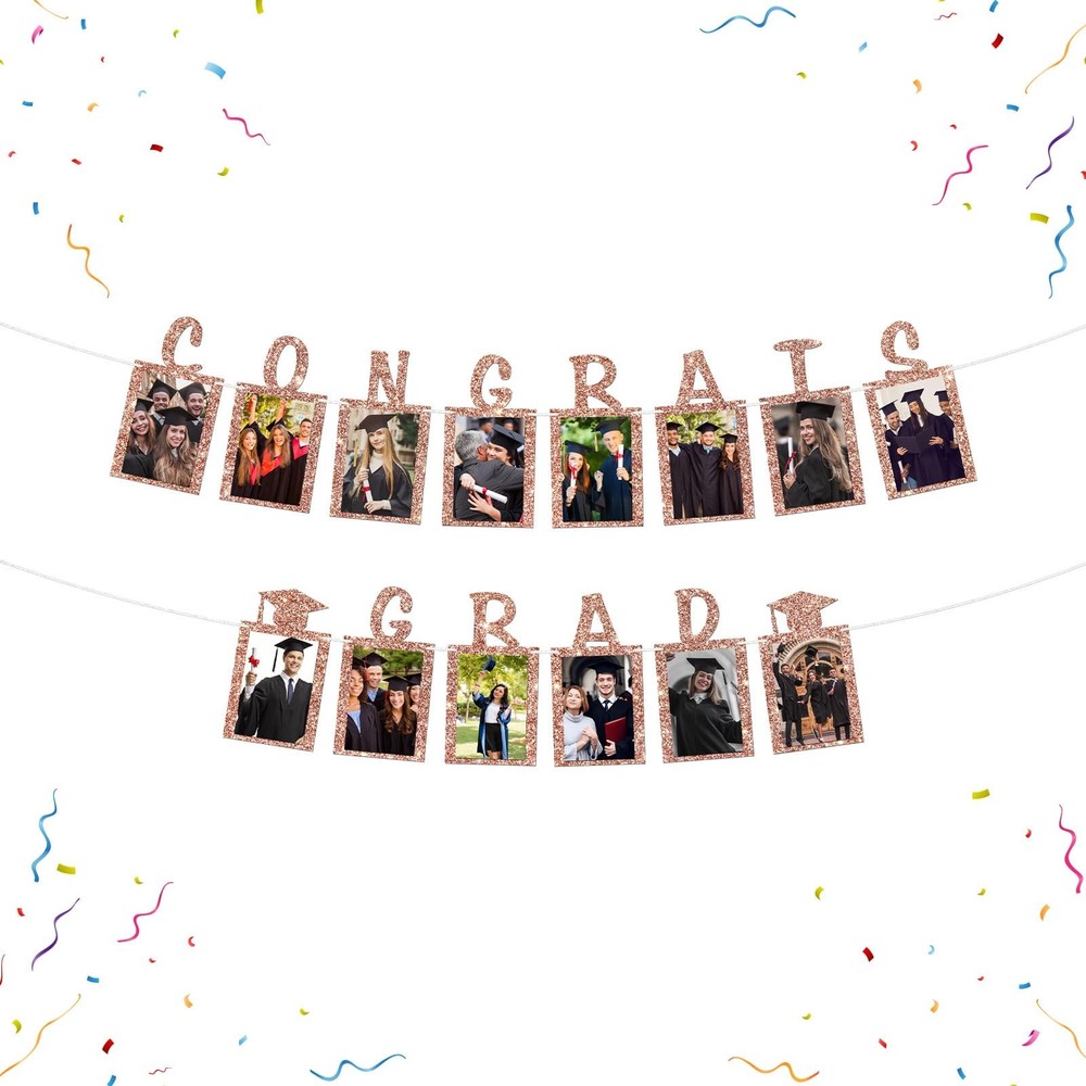 Congrats Grad Photo Banner Graduation Paper Photo Frame High School College G…