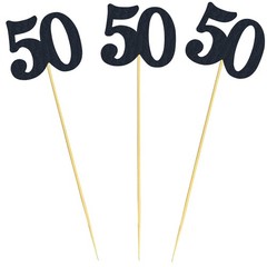 12 PCS 50th Birthday Centerpiece Sticks Glitter Black Number 50 Table Decor
