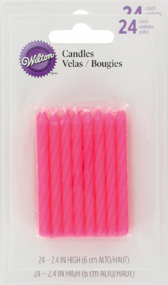 Wilton Birthday Candles, 2.5-Inch, Pink, 24-Pack Pink