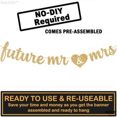 Gold Glitter Future Mr & Mrs Banner – 10 Feet, Pre-Strung | Future Mr and Mrs…