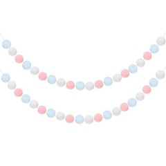 2pcs Pom Pom Garland 6.6 ft 30 Balls for Crafts Decor(Pink, Blue, White)