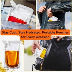 Clear Plastic Spouted Alcohol Juice Drink Festivals Bag Pouch 500ML Reusable