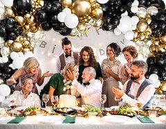 134Pcs Black And Gold Balloon Garland Arch Kit 18 12 10 5inch Latex Balloon S…