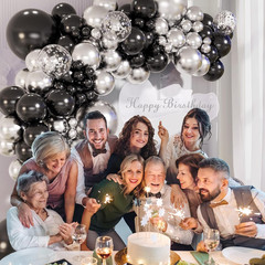 147-Piece Black and Silver Balloon Garland Kit for Celebrations and Events