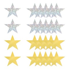 24 Pcs Stars Cutouts, 6 Inch Double Printed Paper Stars, Gold/Laser Silver