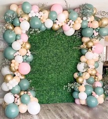 160PCs Balloons Retro Sage Green Pink Metallic Gold Confetti Latex Balloon