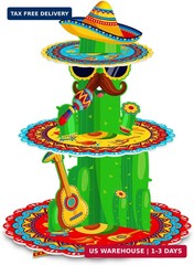 Fiesta Party Decorations – 3 Tier Mexican Birthday Party Cupcake Stand & Topper