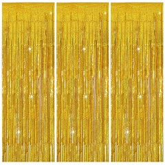 3 Pack Gold Backdrop Birthday Decorations Foil 3.28 ft x 6.56 ft,