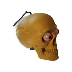 Vintage Plastic SKULL HEAD LIGHT UP Bulging Eyes Halloween decor hinged jaw