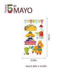 60 Pieces Cinco De Mayo Mexican Fiesta Tattoos for Kids, Fiesta Party Decorat…