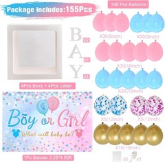 Gender Reveal Balloon Boxes Pink Blue Arch Decor