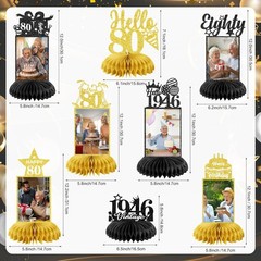 8Pcs 80th Birthday Decoration for Men Women Happy 80th Birthday Honeycomb Cen…