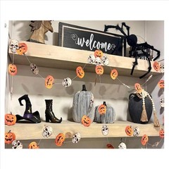 10pc Halloween Pumpkin Skull Garland 8ft Hanging Streamers Spooky Party Decor
