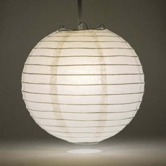 10″ White Round Paper Lantern, Even Ribbing, Hanging Decoration