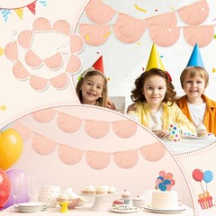 4 Pack Peach Scallop Pennant Banner Each 13 Inch Princess Party Garland Banne…