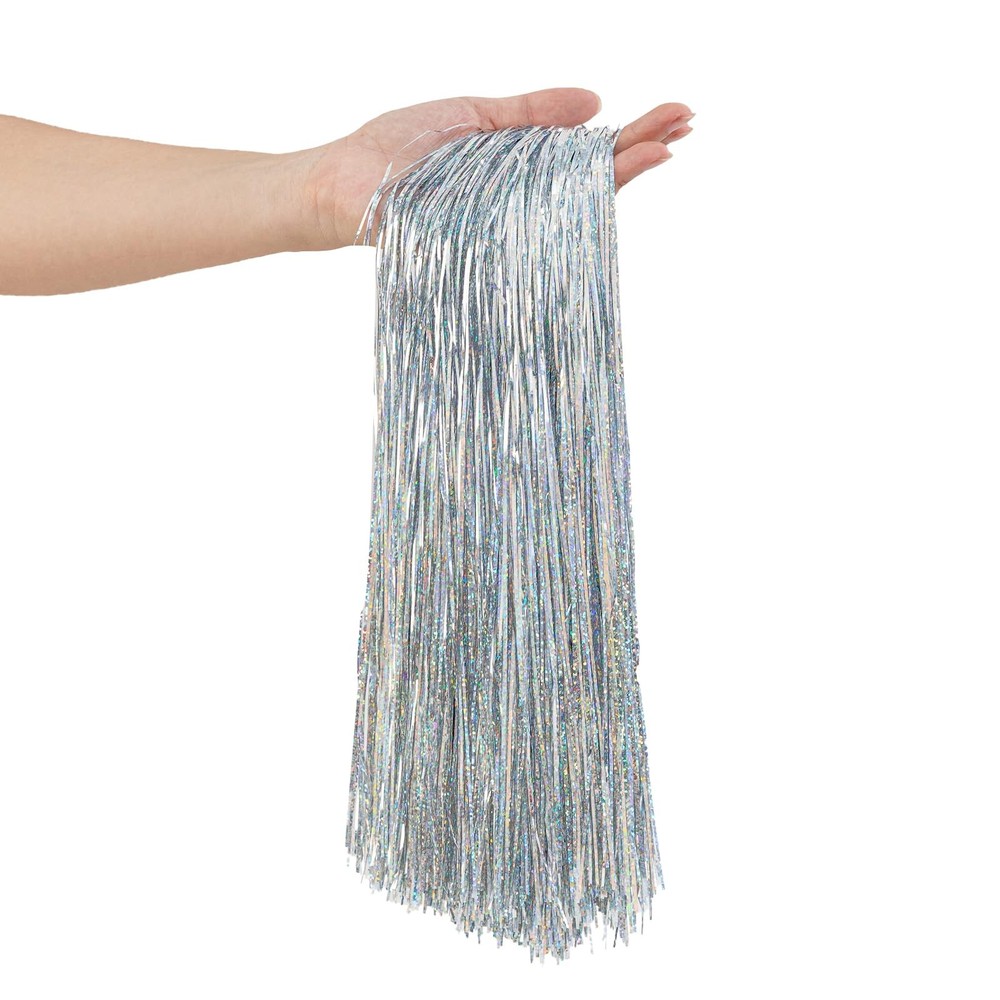Silver Iridescent Christmas Tree Tinsel Icicles Foil Fringe 2500 Strands