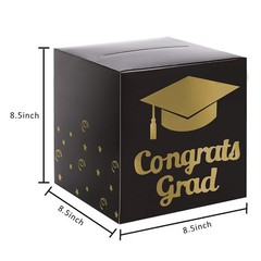 Graduation Card Box Holder, Congrats Grad 8.5 x x inches, Black