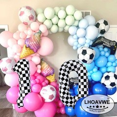 Checkered Number 3 Balloons 40 Inch Giant Race Car Checkered 3 Balloons for R…