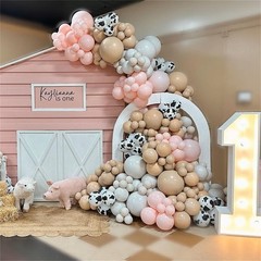 Cow Print Balloons, 60PCS Pastel Pink Cow Print Latex Balloons, Pink Cream Be…