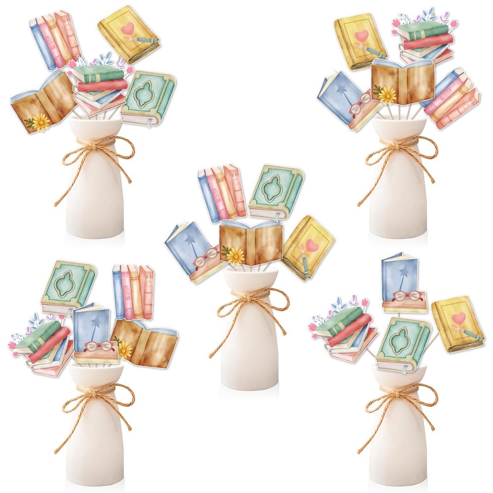 24 PCS Book Club Birthday Table Centerpieces Sticks Reading Party Supplies