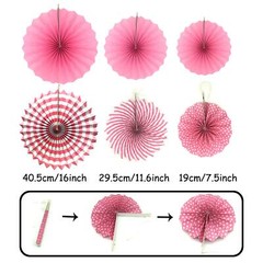 Party Hanging Paper Fans Set, Pink Confetti Balloons Decorative Folding Fans …
