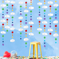 3D Cloud Decorations Rainbow Circle Dots Clouds Hanging Colorful Garland Streame