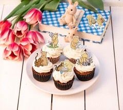 48 Pcs Classic Winnie Cupcake Toppers Cake Topper Cute Pooh Baby Shower Decorati
