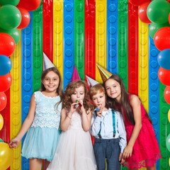 2Pack Building Block Foil Fringe Curtains,3.3X6.6Ft Building Block Theme Party D
