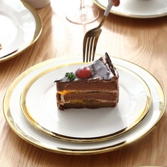 Loymokinar Dinner Plates, Set of 6, 10 inch,White 10 inch, White Gold Trim