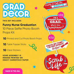 Graduation Party Photo Props Kit – 10-Piece Nursing Graduation Photography Acces