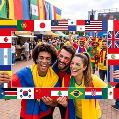 International World Flags Photo Booth Frame 36 x 24 inch World Cup Soccer Par…