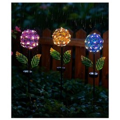 Hydrangea Solar Garden Stake Light Iron Frame for Lawn and Patio Lighting