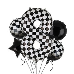 40 Inch Checkered Number Balloon 8 Black and White Race Car Birthday Balloons…