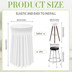 32 x 43 Inch Round Spandex Cocktail Tablecloths with 32 x 43 inch, White