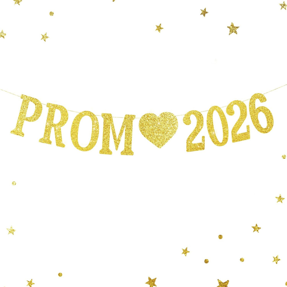 Prom 2026 Banner for Graduation Party Decorations, Glitter Prom 2026 Party Decor