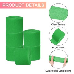 Crepe Paper Streamers 10 Rolls 328ft for Decor, Green(1.4 in x 32.8 Ft/Roll)