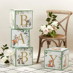 Woodland Baby Boxes with Letters for Baby Shower Decorations, Gender Reveal D…