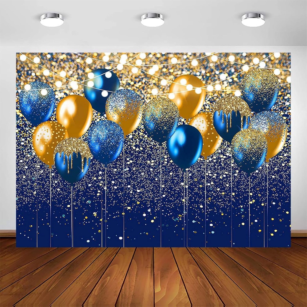 Royal Blue Glitter Backdrop for Birthday Wedding Prom Graduation Photography
