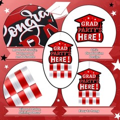 4 Sets Red Black and White Graduation Party Decorations 2024, Congrats Grad Clas