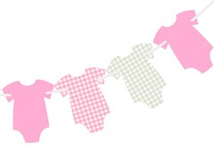 Pre-Strung Pink Gingham Bodysuit Baby Shower Garland Banner – 9 Double-Sided …