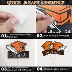 24 PCS Orange Black Graduation Table Sticks Class of 2026 Centerpiece