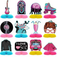 12 Pcs 1950’s Rock and Roll Honeycomb Centerpieces 50’s Party Decorations 50s…