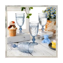 Wiwiqing 100 Pcs Plastic Goblets 7.5oz Vintage Goblet Plastic Wine Glasses Co…