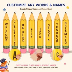 12 Pcs Inflatable Pencil Balloon Set with Air Pump and 9 Letter Sticker Sheet…