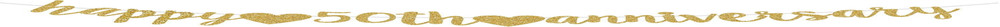 Happy 50TH Anniversary Banner Sign Gold Paper Glitter Party Decorations for 50TH