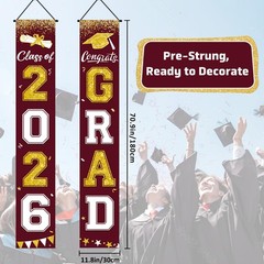 Graduation Decorations 2026, Maroon and Gold Door Porch Signs, Graduation Ban…