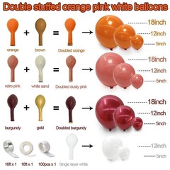 Orange Red Balloon Garland Double Burgundy White Dusty Pink Balloon Arch Kit …